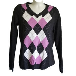 𝅺Croft & Barrow Argyle Long Sleeve Sweater Gray